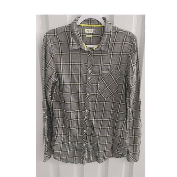 Roxy Long Sleeve Button Up Shirt Flannel XL - Picture 1 of 5